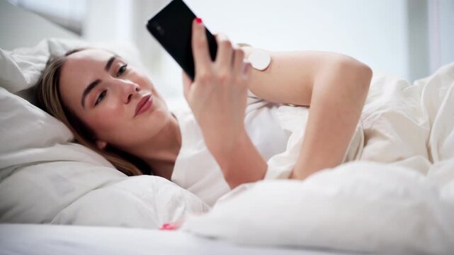 Young Woman Wearing Glucose Monitor While Resting Peacefully