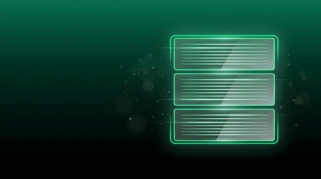 Neon Document List Cards Icon on Green Copy Space Background