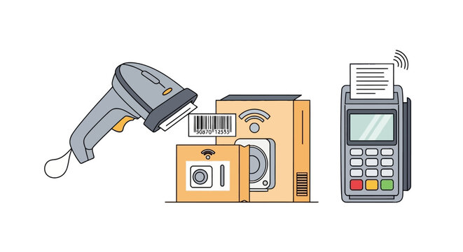 Barcode scanner and payment terminal for retail checkout
