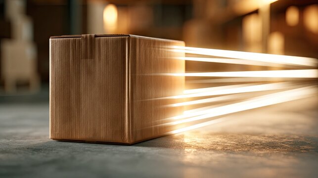 Fast Delivery Cardboard Box with Streaking Light Effects.