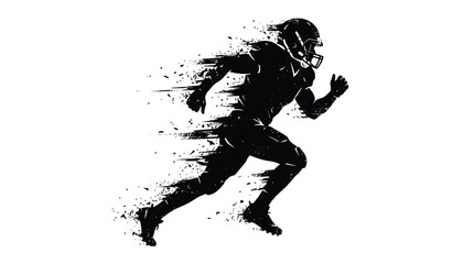 Black silhouette of an American football player running with intense speed and dynamic motion blur effect © Ikram