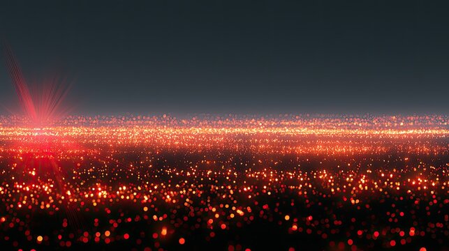 Vibrant Cityscape at Night with Glowing Lights and Hazy Horizon.