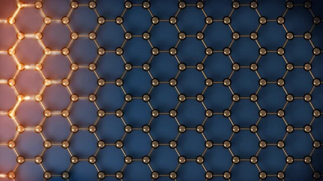 Graphene heat conductivity loop Blue. This nano technology 3D animation represents thermal conductivity.