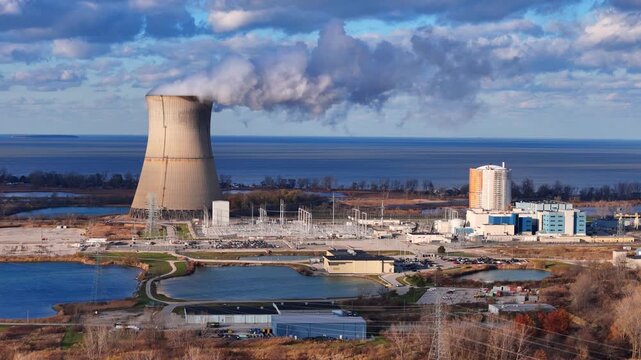 Steam rising from the cooling tower of the Davis-Besse nuclear power plant in Oak Harbor, Ohio