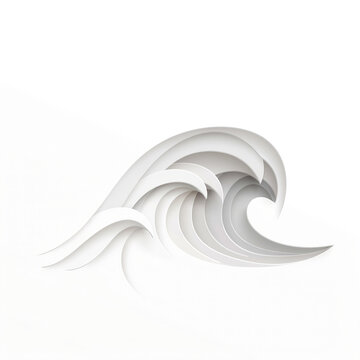 Abstract white paper crafting layered ocean wave texture background with three dimensional abstract sculpture minimalist background backdrop creative wallpaper decoration elements sculpted
