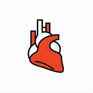 Anatomical human heart vector icon illustration isolated on white background for medical and cardiology concept