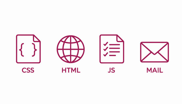 Web Development Icons Set on White Background