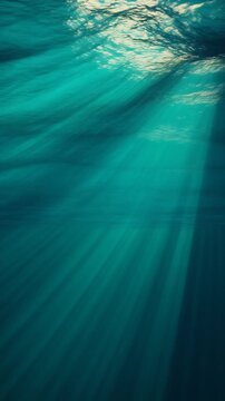 Sunbeams Penetrating Through Deep Blue Ocean Surface Generative AI