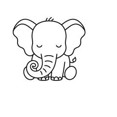 Fototapeta premium Cute cartoon elephant outline