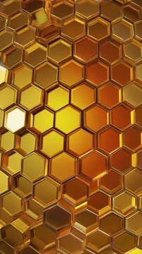 Shimmering Golden Hexagonal Honeycomb Motion Background Generative AI
