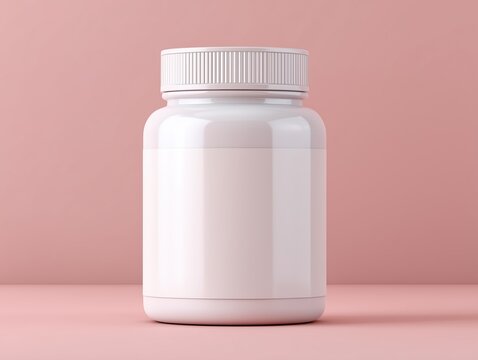 Open Plastic Pill Bottle Mockup on pink Background