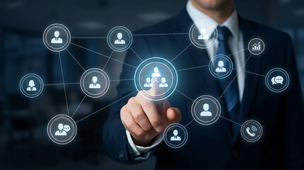 Obraz premium Business Team Communication Network Collaboration Human Resources Management Strategy