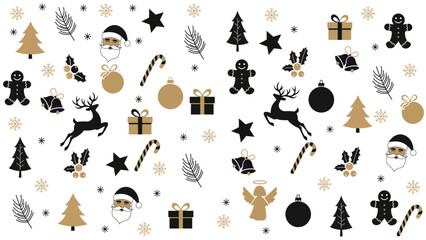 Christmas holiday symbols collection with Santa reindeer gifts trees and ornaments © The Studio Next