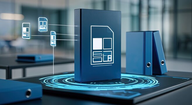 Digital SIM Card Technology and Data Transfer Concept.