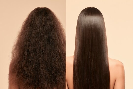 Transformative Hair Treatment Before and After Comparison.