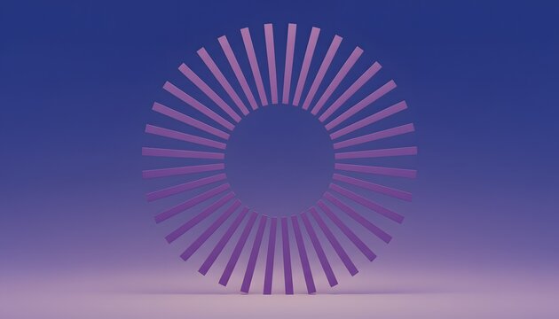 A circular arrangement of radiating purple bars emerges from the center, creating a vibrant pattern that showcases rhythmic geometry and visual balance within this artistic and conceptual