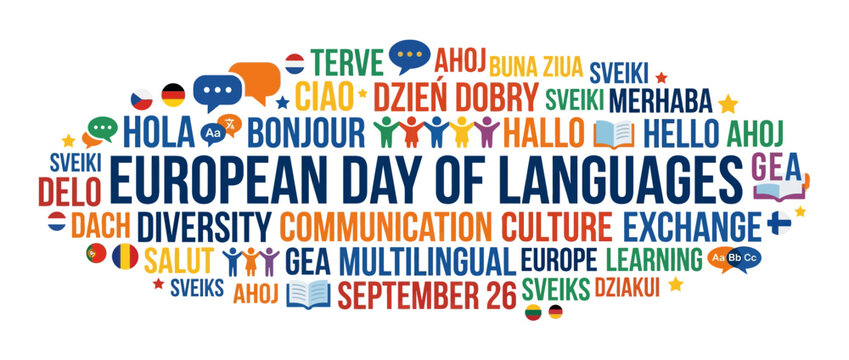 Multilingual greetings and communication symbols