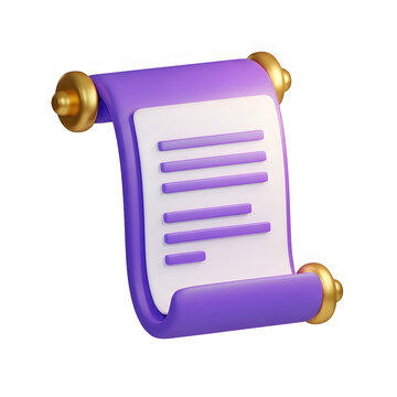 A purple scroll with a white paper and gold accents