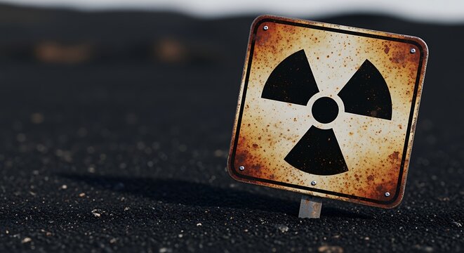 Radioactive Danger Sign Warns of Hazardous Waste Site