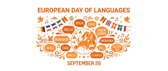 European Languages Day Celebration with Greetings and Flags © Rizal