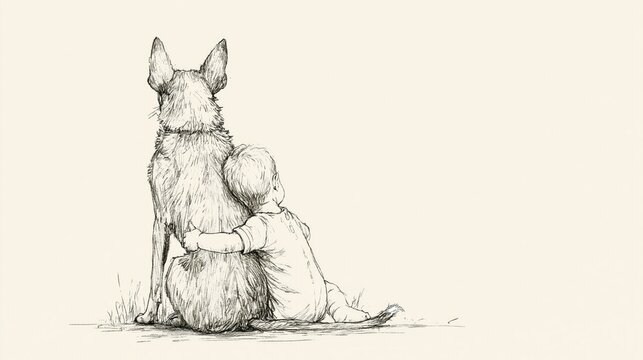 Unconditional Trust and Loyalty Between Child and Dog in a Peaceful Moment