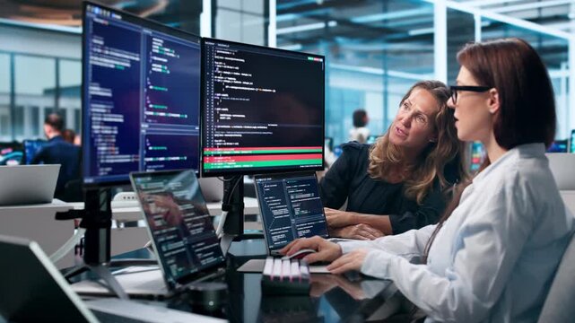 Woman Developer Reviews Software Code Differences