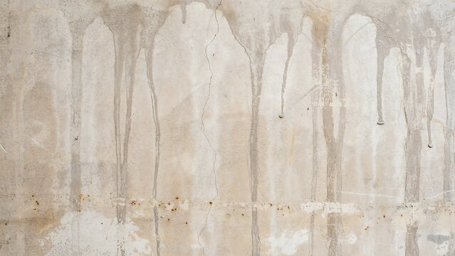 Grunge concrete wall surface with dark vertical water stains and rust spots