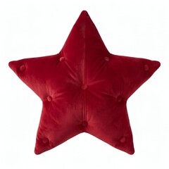 Obraz premium Luxurious red velvet star-shaped tufted throw pillow with button detailing