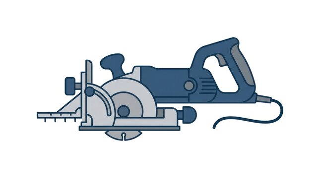 Detailed vector illustration of a circular saw tool for woodworking and construction projects