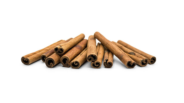 Pile of Whole Cinnamon Sticks Isolated on Transparent Background