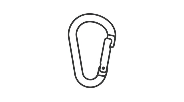 Simple line art illustration of a carabiner clip isolated on a white background