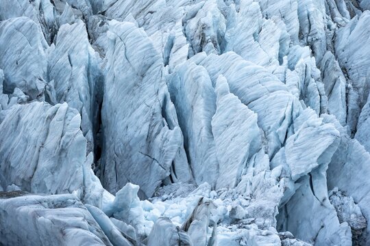 Detail, rugged blue ice with crevasses, Upper Arctic Sea glacier, Bernese Alps, Bernese Oberland, Switzerland