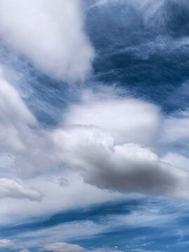 Close Up of Layered Clouds in Blue Sky