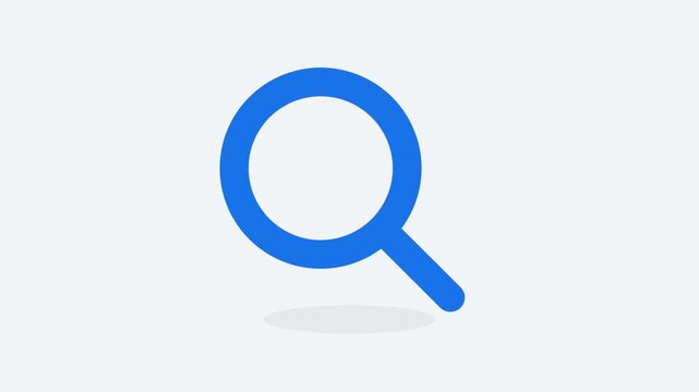 Minimalist 2D Animation of a Blue Magnifying Glass Icon for Search and Discovery Concepts