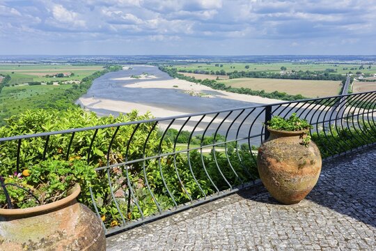 View over the Tagus River and Dom Luis I bridge, Santarem, Ribatejo, Portugal