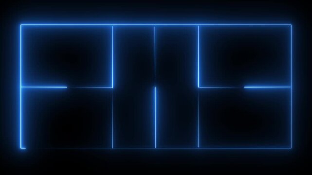 pickleball court icon animation on black background. futuristic digital icon video of a high-tech pickleball court.4K video animation.