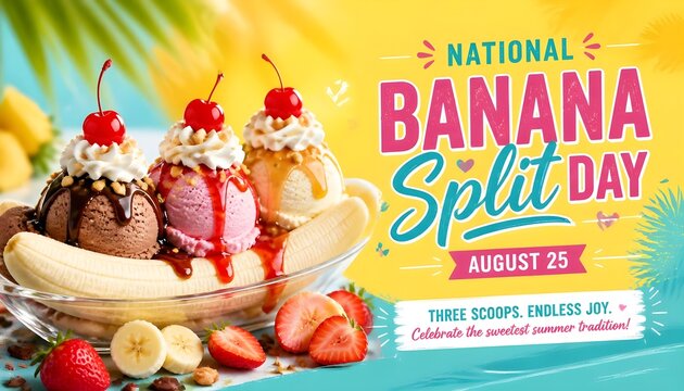 National Banana Split Day Summer Promotion Banner
