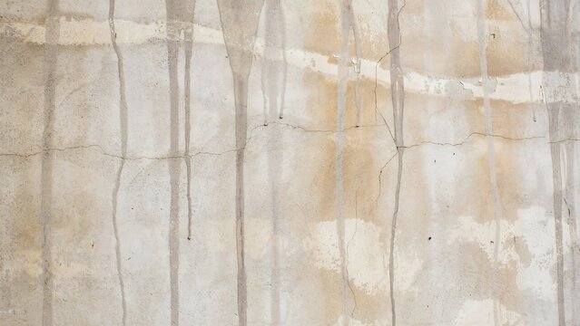 Weathered concrete wall texture with vertical water stains and horizontal cracks