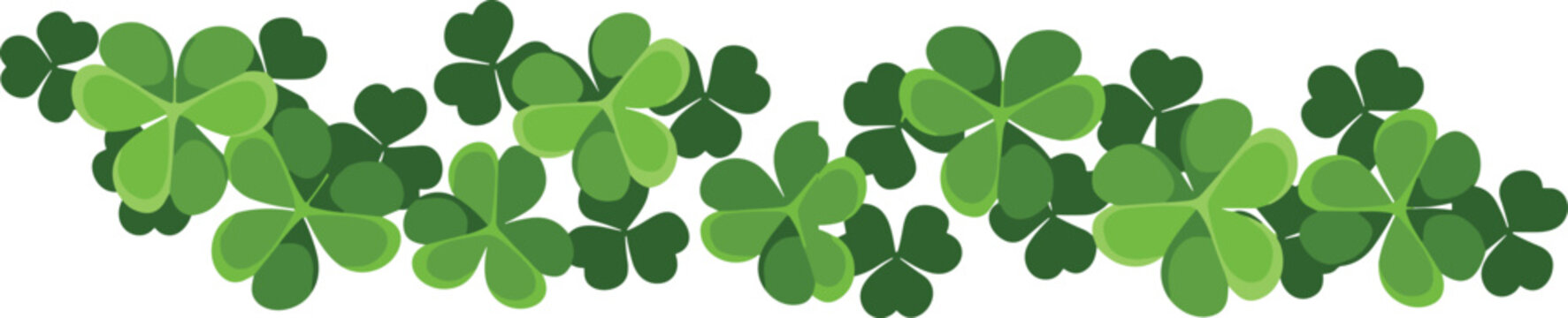 Green shamrock clover vector border design featuring overlapping three‑leaf patterns symbolizing luck, Irish culture, and St. Patrick&rsquo;s Day