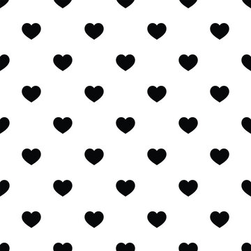 Seamless Black Heart Pattern on White Background