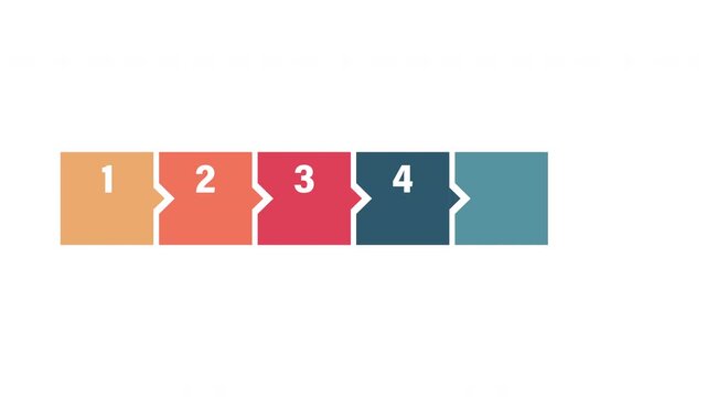 Animated infographic template. Six square elements arranged horizontally