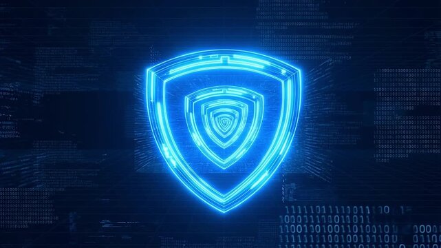 Abstract Computer Security Shield with Binary Code Background Global Digital Data Protection Technology World Map Vector Illustration