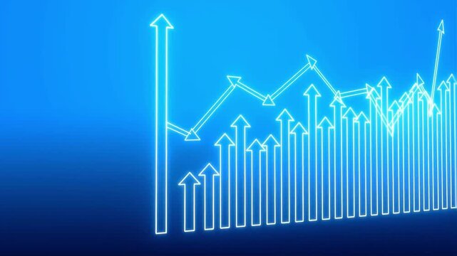 Abstract Stock Market Growth Chart with Upward Business Arrow Financial Data Analytics Investment Success Blue Vector Illustration