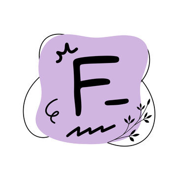 F Negative Grade Rating Score Education Letter F Minus Academic School Evaluation Hand Drawn Doodle Flat Vector Icon Transparent Background