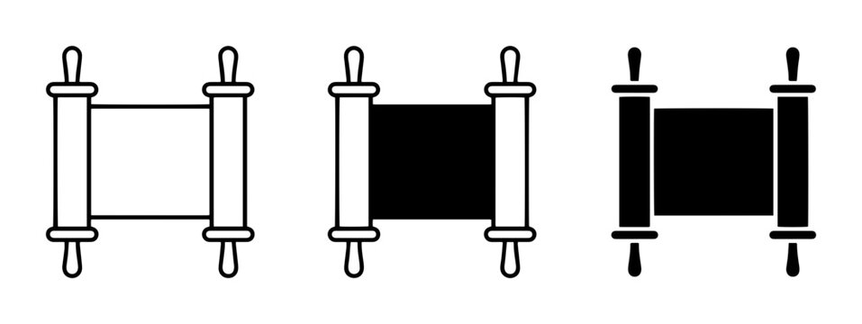 Scroll Icons, Ancient Manuscript Symbols, Historical Document Graphics