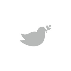 Fototapeta premium Gray dove with olive branch illustration a flat vector graphic on a white background pigeon bird avian