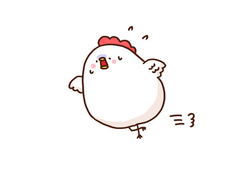 Chicken running away at full speed in a panic, chicken out idiom concept