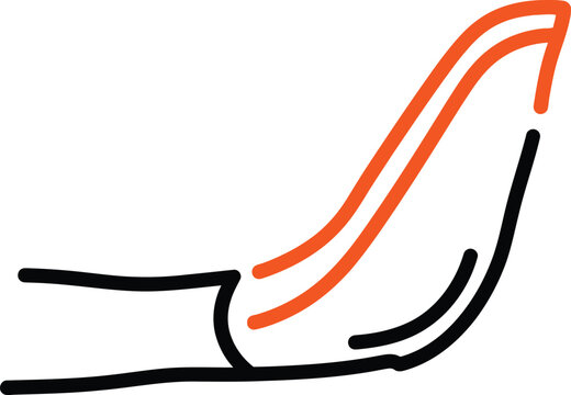 Airplane winglet representing aircraft aerodynamics, black and orange hand-drawn outlined icon