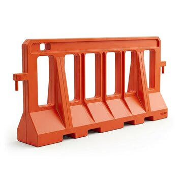 Orange Plastic Road Barrier Isolated on White Background for Construction and Safety.