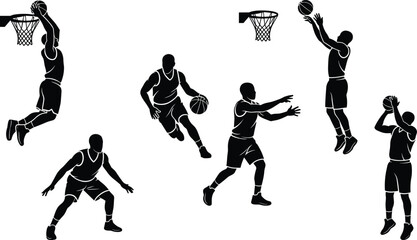 Set of basketball players silhouettes © Bunny